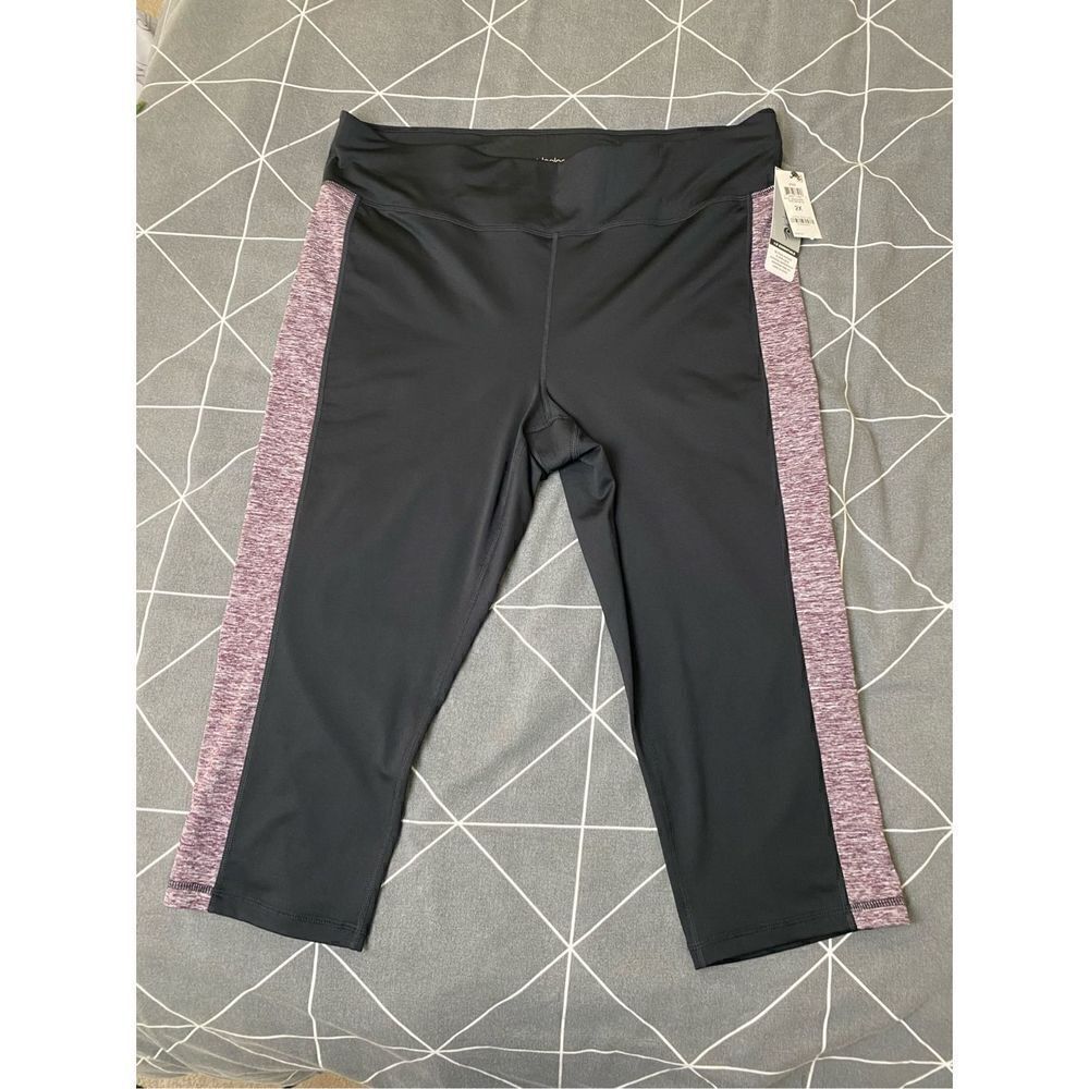 Ideology Women’s Black Stretch Color Block Active Wear Capri Leggings S